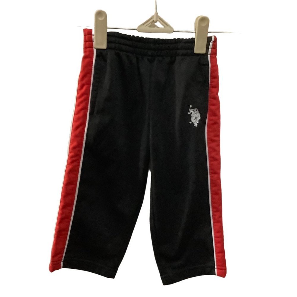 U.S. POLO ASSN. Baby Boy Size 12M Red Black 100% Cotton Sweatpants